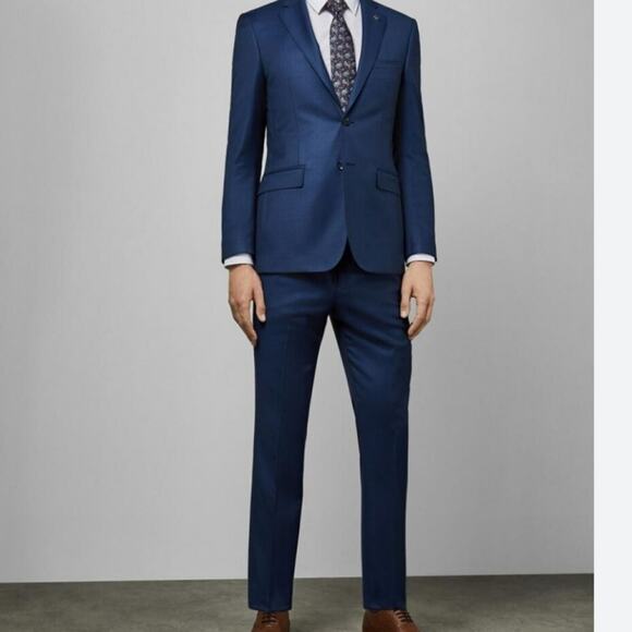 NEW Ted Baker Castlet Debonair Plain Suit Trouser Blue Pant Men's Size 30 Long - Picture 2 of 12